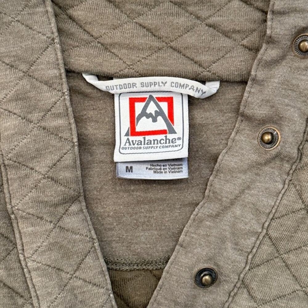 Avalanche Olive Green Quilted Long Sleeve Pullover Henley Sweatshirt Jacket sz M - Picture 3 of 9